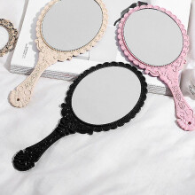 Specchio ovale vintage con manico, specchio da trucco, specchio da viaggio stile 1