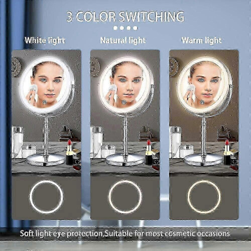 Nickel Tri-light 8" Gold Vanity Mirror with USB & 10x Magnification 1
