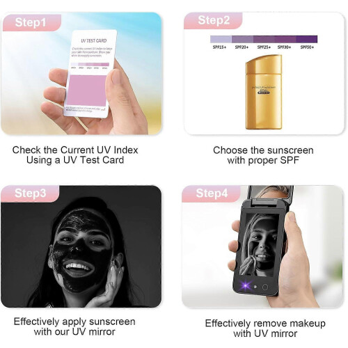 UV Sunscreen Camera Mirror 4" Touch Display, Rechargeable Double-Sided Travel Makeup Mirror, Dark Black 2