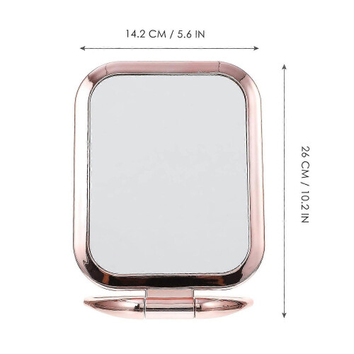 Double Sided Square Magnifying Makeup Mirror, Rose Gold Tabletop Mirror 1