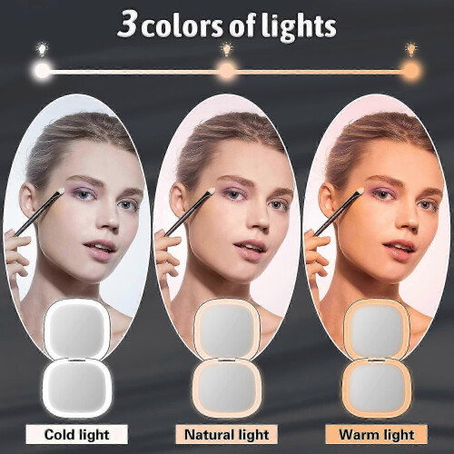 Pocket Makeup Mirror with 1X/5X Magnification, Rechargeable 2