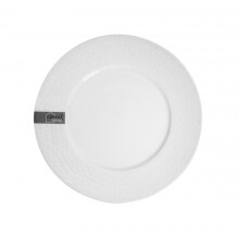Porcelain Side Plate White Rim Round 20cm Dimple Effect Hammered Dinnerware