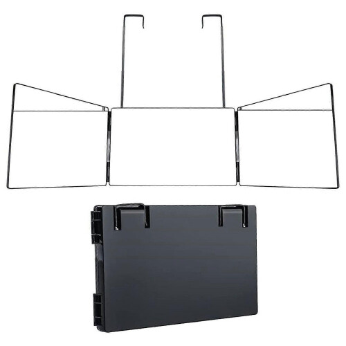Three-Sided Retractable Makeup Mirror, Hanging Folding Adjustable for Self Hair Cutting 2