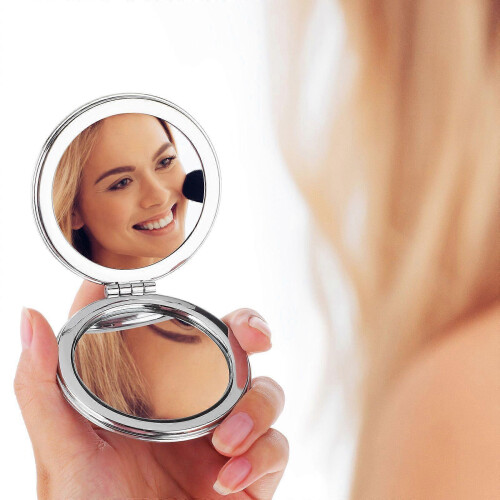 Multi 7x7x1.2cm 2pcs Cute Mini Folding Makeup Mirror, Round Portable Compact Travel Mirror 2