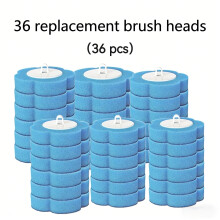 Disposable Toilet Brush Set, No-Clean Required, Comes with Toilet Cleaner, Long-Handled Replacement Head, Sterile Cleaning Brush Head 36 Brush Heads