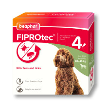 Beaphar - FIPROtec Spot-On Flea & Tick Treatment for Large Dogs 20-40kg – 4 Pipe