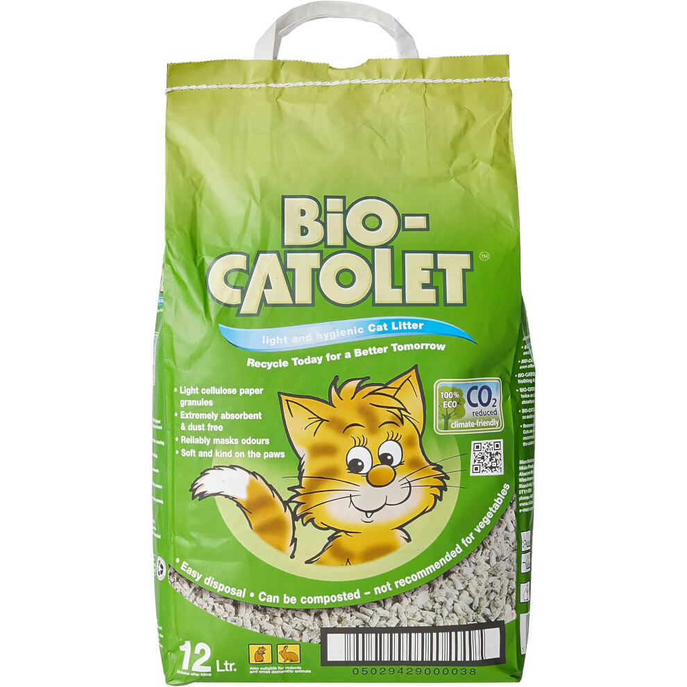 Bio-Catolet Light & Hygienic Recycled Paper Granules Cat Litter 12 Liter, Packaging May Vary