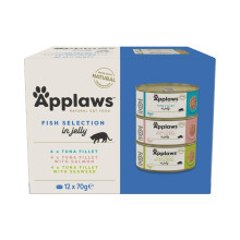 Applaws Natural Wet Cat Food Adult , Fish Selection Multipack in Jelly 70g Tin (Pack of 12)