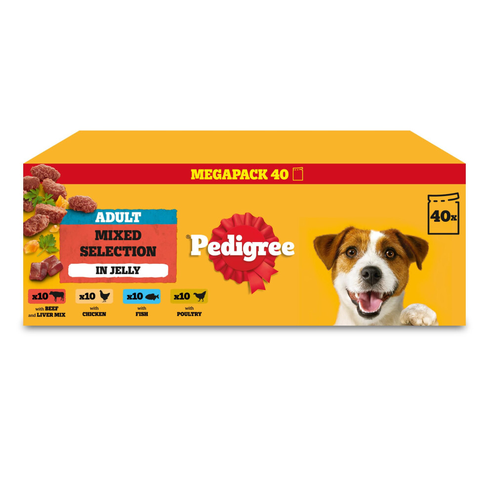 Pedigree Adult Wet Dog Food Mixed Selection Jelly 40 X 100G Mega Pack Pouch - Image 9