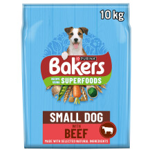 BAKERS Beef & Country Vegetables Small Adult Dry Dog Food - Made with Superfoods Spirulina & Spinach - 10KG
