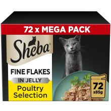 Sheba Fine Flakes in Jelly – Poultry Collection – Wet cat food pouches for adult