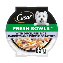 CESAR Fresh Bowl Adult Dog with Duck,Red Rice,Carrots,Potato in Gravy 85g (Pack of 10)