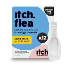 Itch Medium Dog (10-20kg) Flea & Tick Spot On Treatment - 12 Pipettes | Kills Fleas, Ticks, Lice & Eggs to Prevent Reinfestation