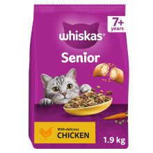 WHISKAS Senior Dry Cat Food 1.9kg with Chicken (Pack of 4)