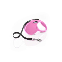 Flexi, CL00T3.251.p, dog leash, roller leash, cat leash, with a comfortable braking system, new classic strap, 3 m, pink