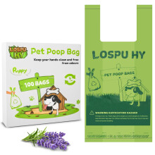 Lospu HY Poo Bags for Dogs, 100 Count Dog Poop Bags with Handles, Extra Thick Strong Leak Proof Doggie Waste Bag for Waste Refuse Cleanup, O