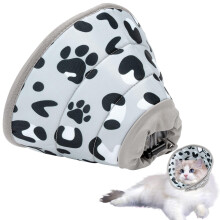 Soft Adjustable Pet Recovery Collar & Cone - Stops Licking, Post-Surgery Use - Grey, Small/L