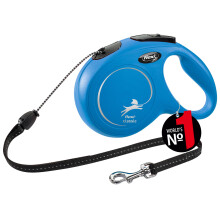 flexi Classic M | 8 m retractable cord leash for dogs up to 20 kg | Blue | Retractable dog lead | Weight: 350 g | Dimensions: 12.2 x 19.5 cm