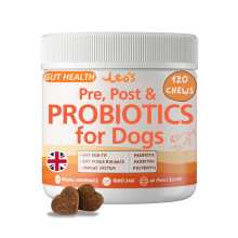 Leo's (120chews) Probiotic for Dogs chews | Natural Dog Probiotic Supplements | Pro Biotics for Gut Health Dog | Pre Pro and Post Biotic dog
