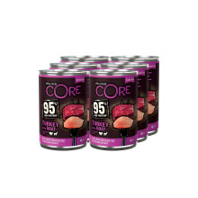 Wellness CORE 95% 6 x 400g, Turkey & Goat - Wet Dog Food | Chunky Paté for Adult Dogs, Grain-Free, Natural, Hypoallergenic, High-Protein