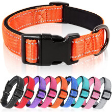HEELE Dog Collar, Reflective Dog Collar, Soft Neoprene Padded Breathable Nylon Pet Collar Adjustable for Large Dogs, Lightweight Outdoor Training Col