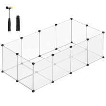 SONGMICS Pet Playpen with Floor, Small Animal Enclosure, DIY Plastic Cage, Indoor Run for Hamsters, Rabbits, Hedgehogs, Guinea Pigs, 143 x 73 x 46 cm