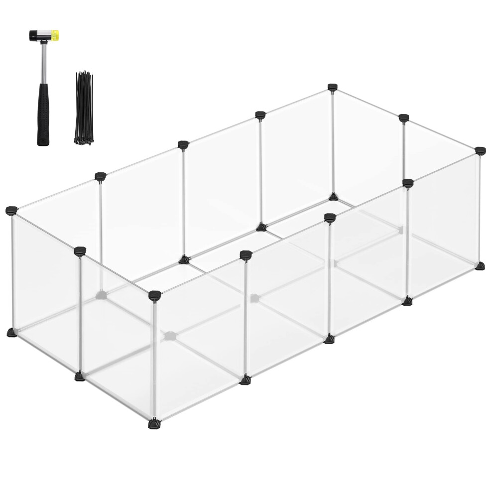 Songmics Pet Playpen With Floor, Small Animal Enclosure, Diy Plastic Cage, Indoor Run For Hamsters, Rabbits, Hedgehogs, Guinea Pigs, 143 X 73 X 46 Cm