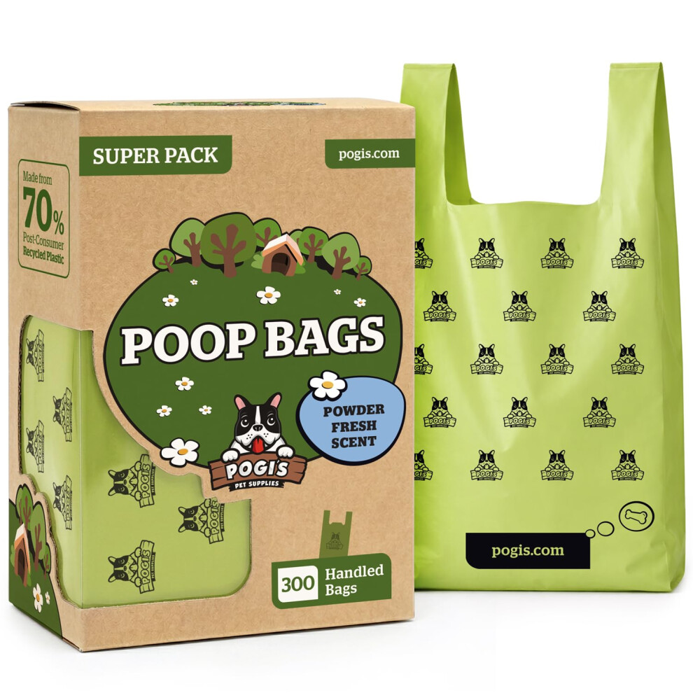 Pogi's Pet Supplies Pogi’s Dog Poo Bags With Handles – Extra Thick, Leak-Proof, Large, Fresh Scented, 300-Count