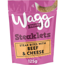 Wagg Steaklets Steak Bites Beef & Cheese Dog Treats 125g (Pack of 7) - Oven Baked