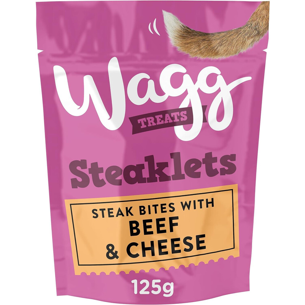 Photos - Dog Food Wagg Steaklets Steak Bites Beef & Cheese Dog Treats 125g  - Oven Bake (Pack of 7)
