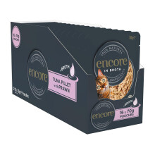 Encore Natural Wet Cat Food Pouch, Tuna with Prawn in Broth - 16 x 70g