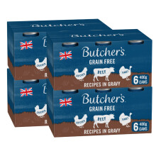 Butcher's Grain Free Recipes in Gravy Wet Dog Food Tin Cans Variety pack, 9.6kg