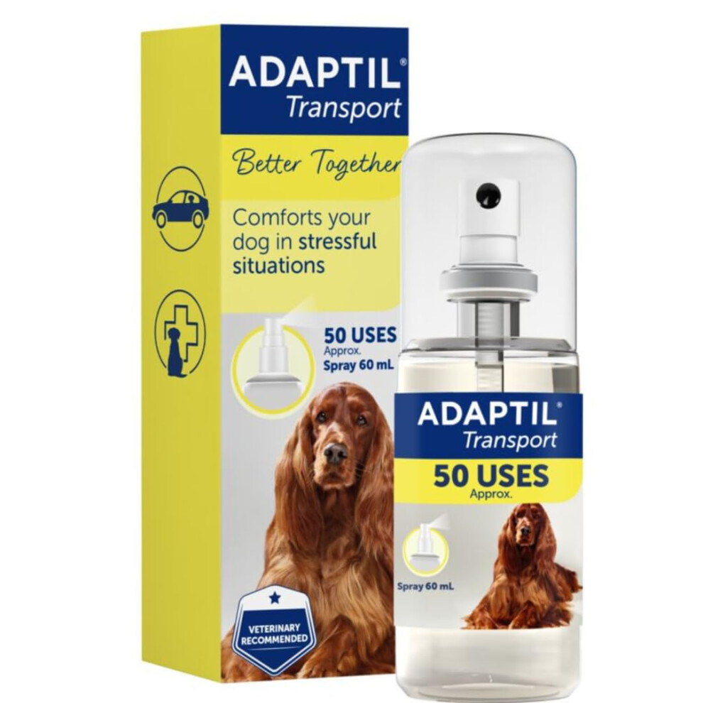 Adaptil Transport Spray For Dogs 60Ml, Dog Calming Spray Uses Pheromones To Help Reduce Anxiety And Stress In Pet Dogs, Pheromone Sp
