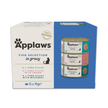 Applaws Natural Wet Cat Food in Gravy, Grain Free Fish Selection Multipack in Gr