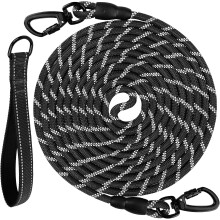 Joytale Training Leads for Dogs, Padded Handle Long Line Dog Lead, 5m 10m 15m 20m Long Leash for Training, Play, Camping, Backyard Tie Out, Black, 15