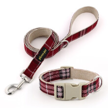 Plutus Pet Cotton Hemp Dog Collar and Lead Set, Adjustable, Gentle on Skin