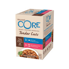 Wellness CORE Tender Cuts 6 x 85g, Tuna Selection Mix – Wet Cat Food, Tender Pieces in Sauce, Grain-Free, Natural, Hypoallergenic, Protein-Rich, Hig