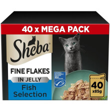 Sheba Fine Flakes in Jelly – Fish Collection – Wet cat food pouches for adult ca