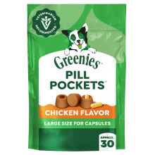 Greenies PILL POCKETS for Dogs Capsule Size Natural Soft Dog Treats, Chicken Flavor, 7.9 oz. Pack (30 Treats)