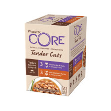 Wellness CORE Tender Cuts 6 x 85g, Turkey Selection Mix – Wet Cat Food, Tender Pieces in Sauce, Grain-Free, Natural, Hypoallergenic, Protein-Rich, H