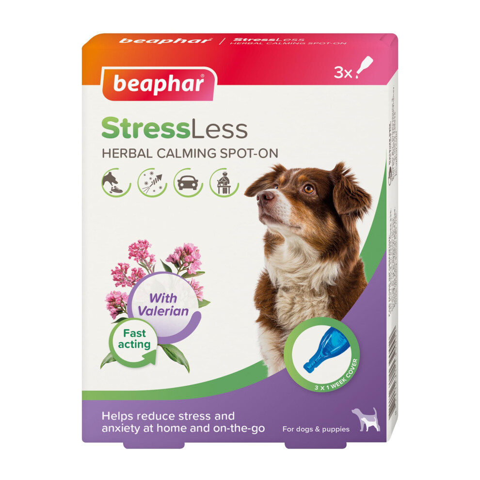 Beaphar – Stressless Herbal Calming Spot-On For Dogs – Reduces Stress & Anxiety At Home And On-The-Go – With Valerian Extract – For Dogs & P