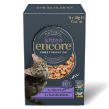 Encore Natural Wet Kitten Food, Multipack Chicken and Tuna in Jelly 50g Pouch (5