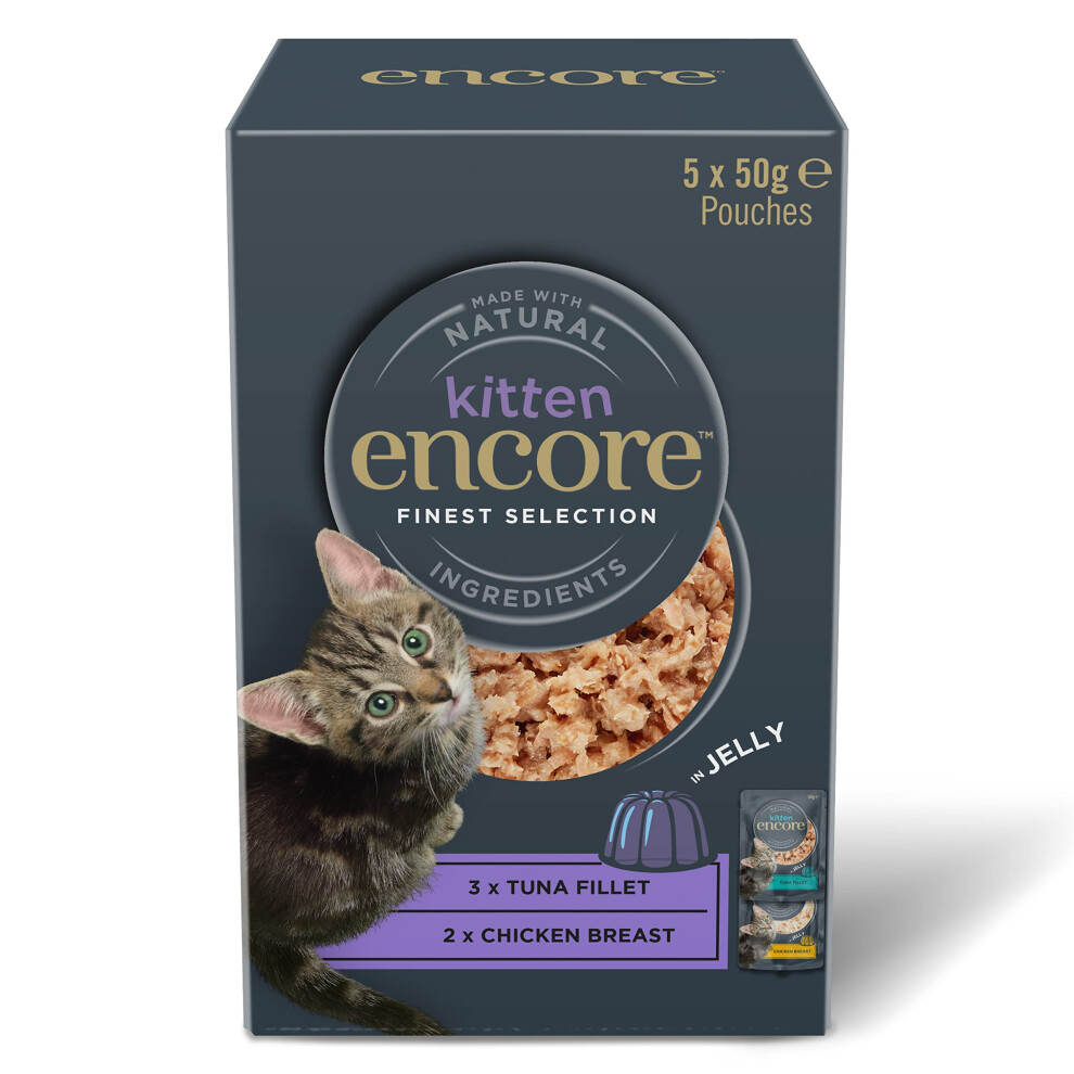 Encore Natural Wet Kitten Food, Multipack Chicken And Tuna In Jelly 50G Pouch (5X50g)