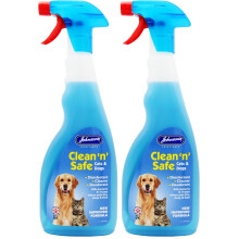 Johnsons Clean and Safe Disinfectant Spray 500ml, Dog and Cat Odour Remover, Kills Bacteria and Viruses, Formula (Pack of 2)