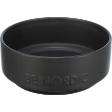 TRIXIE Ceramic Dog Bowl BE NORDIC 1200 ml Black – Modern Food Bowl for Large Dogs Ø 18 cm – Non-Slip Ceramic Bowl – 24524