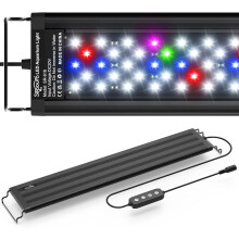SEAOURA Led Aquarium Light for Plants-Full Spectrum Fish Tank Light with Timer Auto On/Off, Adjustable Brightness, White Blue Red Green Pink LEDs wit