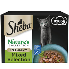 SHEBA Nature’s Collection Cat Trays Mixed Selection in Gravy 85 g, 8 Count (Pack of 4)