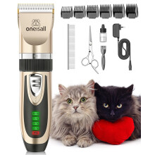 oneisall Quiet Cat Clippers for Matted Hair, 2-Speed Cordless Cat Grooming Kit Low Noise Pet Clipper Shaver for Dogs Cats Animals (Gold)