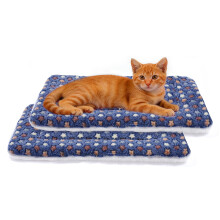 MORA PETS 2Pcs 18" Cat Bed Mat with Star Pattern, Fleece Cushion Pad for Indoor Cats, Washable Small Blanket Bedding for Crate Carrier, Reversible Bl