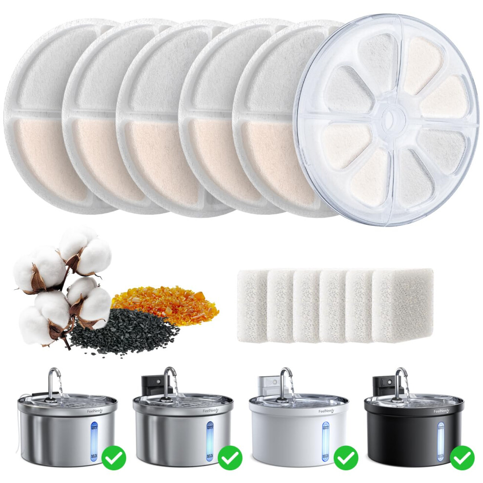 Photos - Other for Dogs FEELNEEDY 6 Pack Filter & 6 Pack Pump Filter Sponges Replacement for 3.5L Wireless Cat Water Fountain , 3.2L Cat Wa(FN-W08L)
